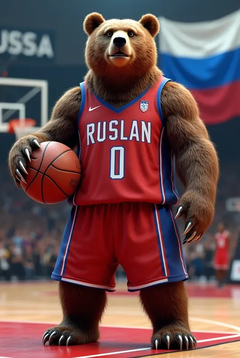 Bear basketball player with the inscription Ruslan Russia