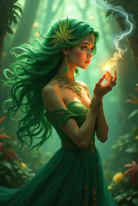 A weed goddes, smoking