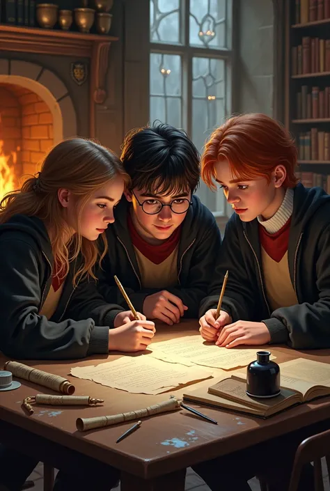 Harry Potter is studying for a class with friends 