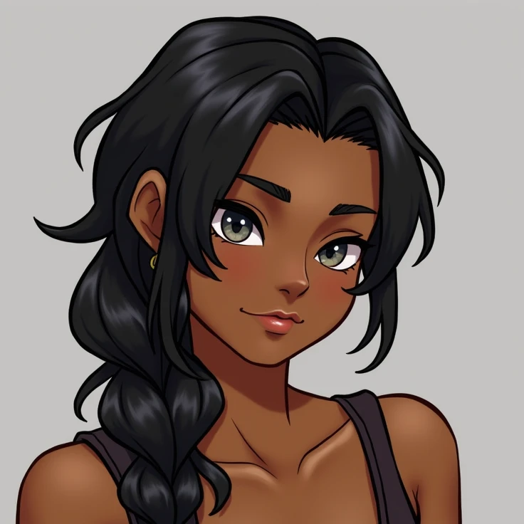 name:  Laila Blackwell Gender :  Female Pronouns : She/She Edad:  18 Hair : long, negro,  with an asymmetric style ,  a shaved side and the rest in a loose braid that falls over her shoulder.  Some loose locks frame her dark black . eyes: eyes almendrados,...