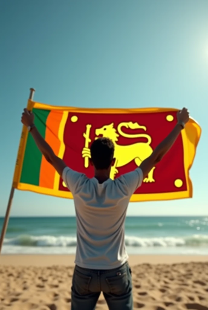 (photorealism:1.2) Someone is flying the flag of Sri Lanka.




