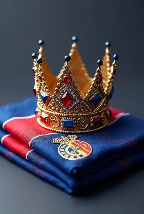 Club América folded jersey with a crown with blue and red jewels on it 