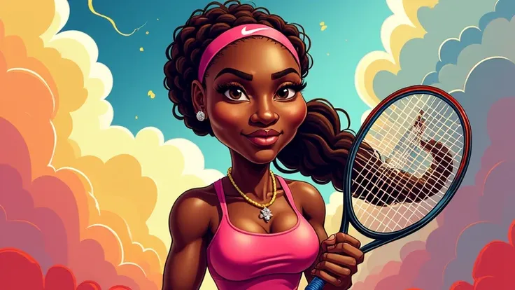 photo of Serena Williams, cartoon style