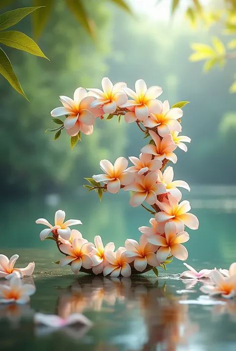 Write the name "সেতু" with plumeria flowers 