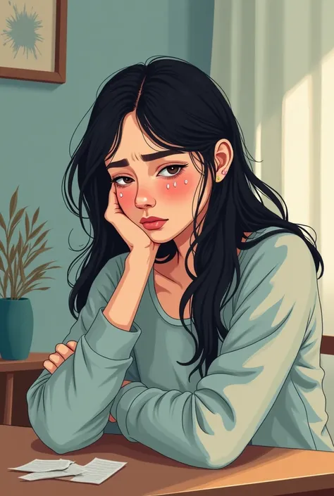 Ilustration Design Graphic like made by adobe Ilustrator. A woman crying depression because mental health after the parents divorce