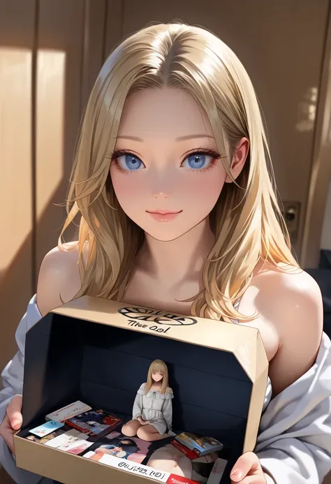 Masterpiece, highest quality, high resolution, skin clarity, skin details, eye details, face details, 4k, 8k,(realistic, photorealistic: 1.3),((Unboxing a real doll,Open a life-sized box, 1real doll)),full body,When you open the box, there is a real doll i...