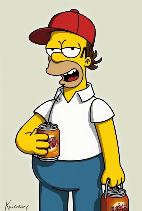 Homer Simpson with hat and beer