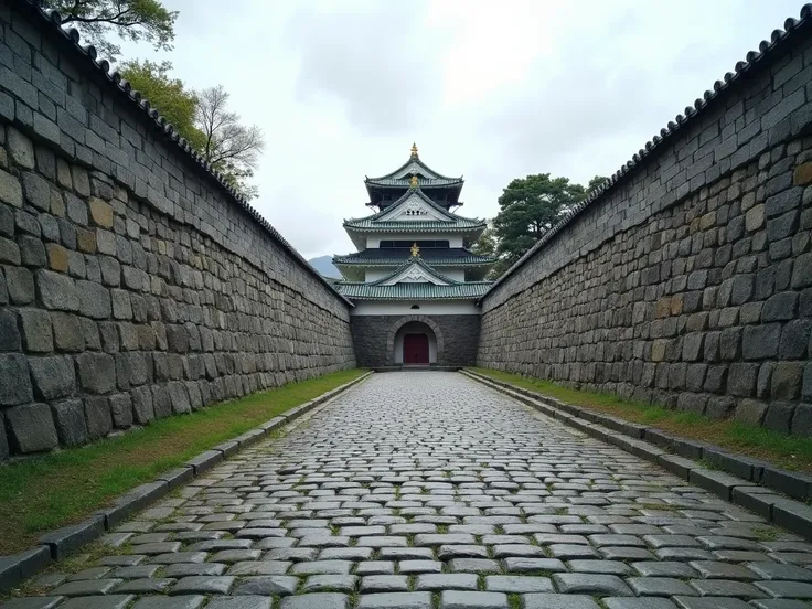  Castelo de Edo 1603   
"  A realistic view of Edo Castle  , In Japan, 1603   .   The settings include 、 A hall surrounded by vast stone walls 々 。 ,   Photograph the castle from the cobblestones surrounded by castle walls .   Taken at eye level 、 Professio...