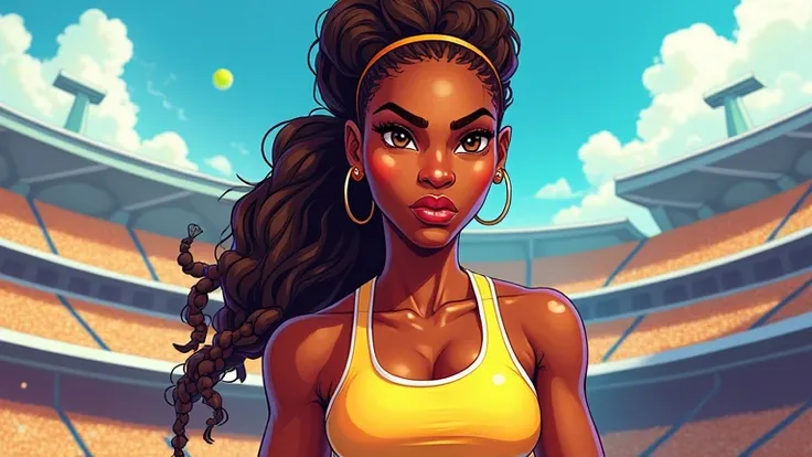 photo of Serena Williams, cartoon style