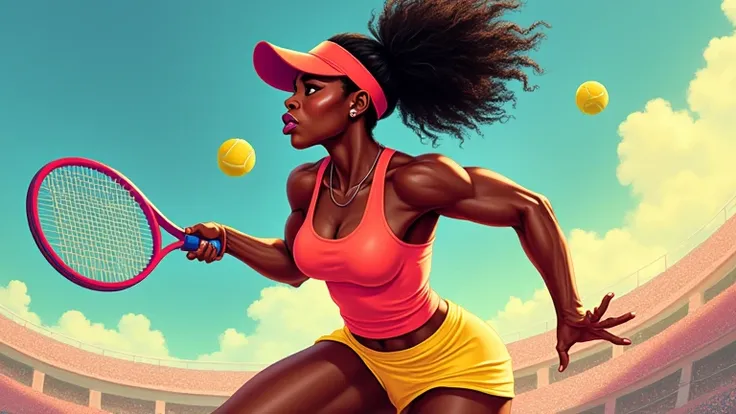 portrait of Serena Williams, cartoon style