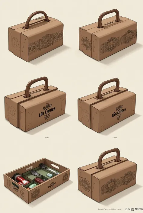 packaging to bring food to a restaurant grills
Generate the cutlery compartments, drink, sauces,  that has handles to carry it on delivery
Composition of 28 de Julio de Perú
Give him the name "Boutique de las Carnes "
 Functional Packaging
 5 View of all s...