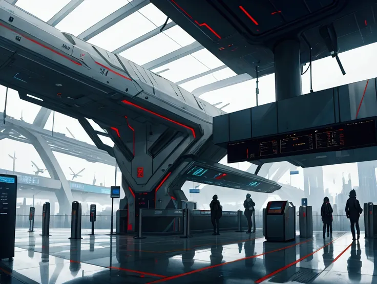 station, end of travel, cyber, futuristic, departure gate