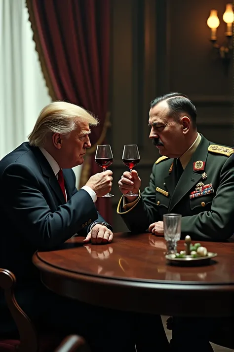 Donald Trump drinking wine with Hitler