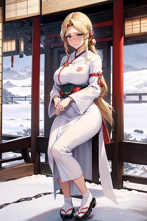  ( blond woman, cinematic pictures ,Anime style face,Greenish blue eyes )
 Group
 ((((The location is a winter mountain in a snowstorm.))))
 ((((The location is a winter mountain in a snowstorm.))))
 ((((The woman is wearing a white dress:1.5))))
 8k((((Sn...