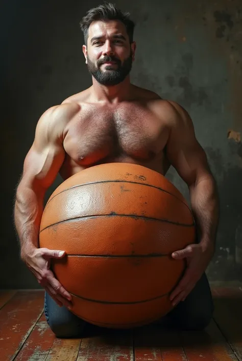 a huge giant male penis with round, sweaty balls ready