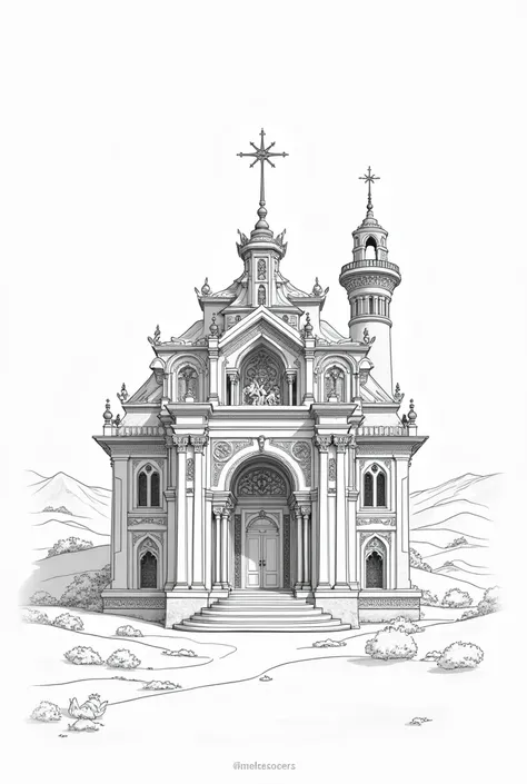 Create me a house that is in the style of the birth of Jesus that is a little big the house that is in the style of drawing bro without colors 