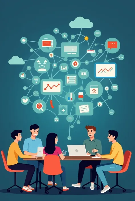 generates an image that represents the following definition: Social interaction problems :

 Intensive use of digital tools can reduce face-to-face interaction,  affecting skills such as face-to-face communication and teamwork .