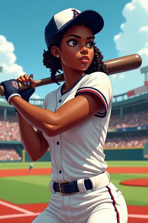 Female black baseball player 