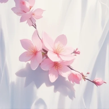 Royal family crest, white flag with sakura in middle