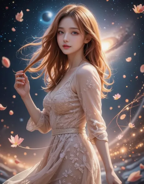 ( 最  High Quality   ,16k,  high image quality,  masterpiece :1.2),    more  ,  realistic  :1.37,  background galaxy ,Shining Star, Mysterious in another dimension  atmosphere,    bright color,Grace, Mysterious in another dimension ,Celestial Bodies,moonlig...