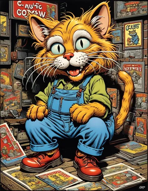 Fritz the Cat, by Robert Crumb, Underground comix, Poster art, toon rendering, Toon shading