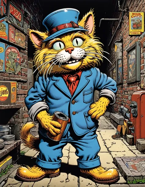 Fritz the Cat, by Robert Crumb, Underground comix, Poster art, toon rendering, Toon shading