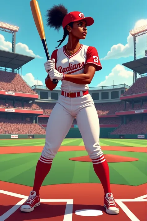 Female black baseball player 