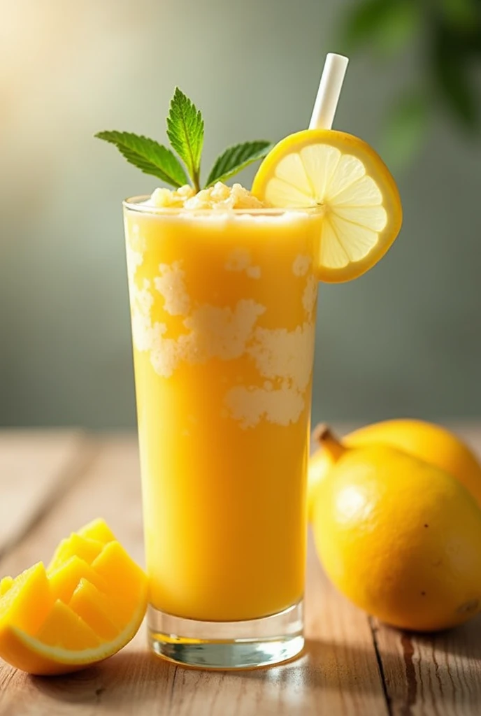  Whisk mangoes with yogurt and lemon juice in a blender.
Serve in glasses 
Tip:  Garnish with mint leaves or lemon zest 