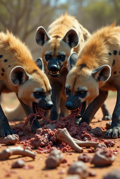 Hyena 4. Scramblers eat scraps of meat, bone fragments
