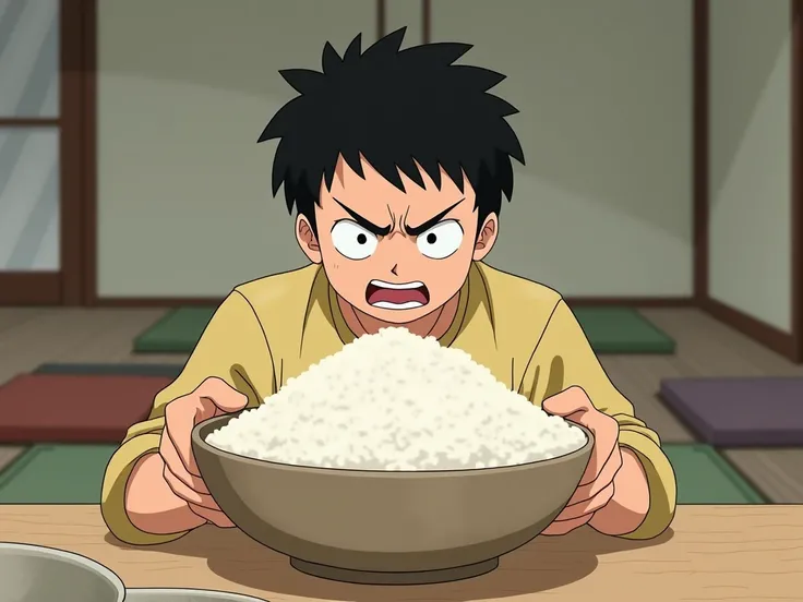 Picture me getting angry because my rice bowl is so big and my father only gave me the bottom of the rice