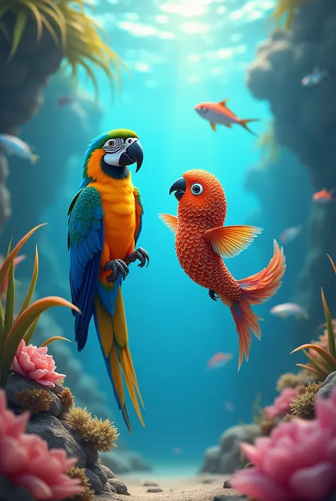 Fish and parrot pic