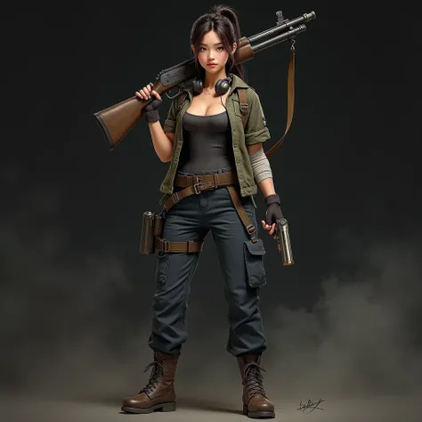 Image Prompt: Battle-Ready Female Soldier
Character Description: A young, determined-looking female soldier stands poised for action. She exudes confidence and combat experience.
Physical Appearance:
Ethnicity: East Asian features.
Hair: Long, dark brown h...