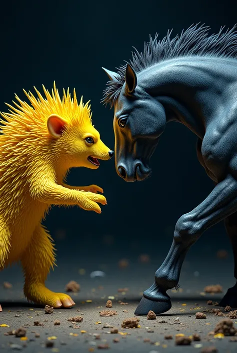 Make Yellow hedgehog against black and blue horse
The bad ass