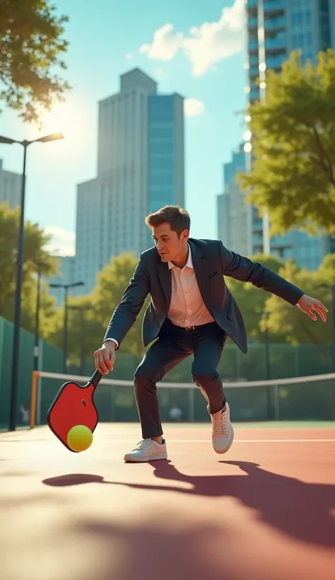 office worker playing pickcle ball