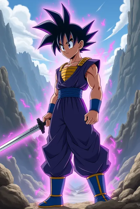 gohanko (gohan +  King Kong ):  Young Saiyan with purple and black hair , que mistura o potencial oculto de gohan com a espada de Trunks.