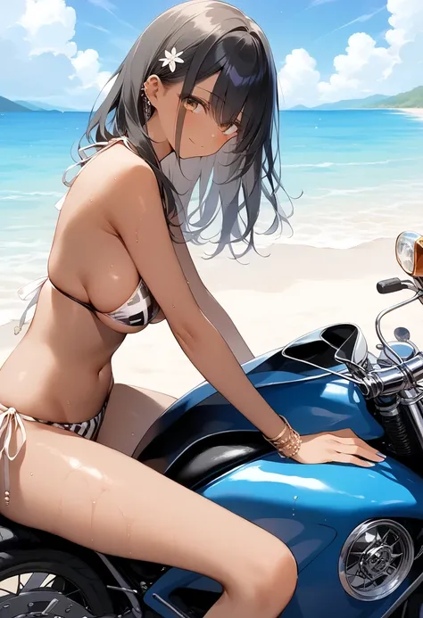 score_9, score_8_up, score_7_up,  source_Anime,  top quality, masterpiece,  Official Art ,  ultra detail ,Wife 2x,  rating :generally, break,(  clear line illustration  :1.2), super detailed skin,(dark skin color ), high definition ,   very aesthetic ,  be...