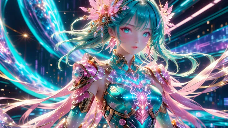 A Masterpiece In 32K Resolution, Supreme Quality, Super Detail, Official Art, Very High-Resolution 32K Wallpaper, Beautiful And Aesthetic, Ultra-Detailed Features, Awe-Inspiring Detail. A Stunning Anime Magical Girl In The Midst Of A Transformation Sequenc...