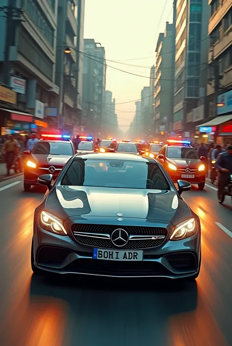 Police chasing a Mercedes benz in Dhaka City