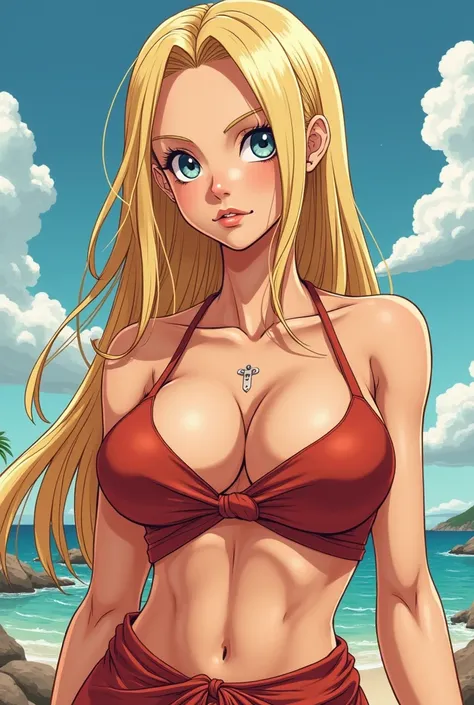 Android 18 nude with big tits with the art style from dragon ball super 