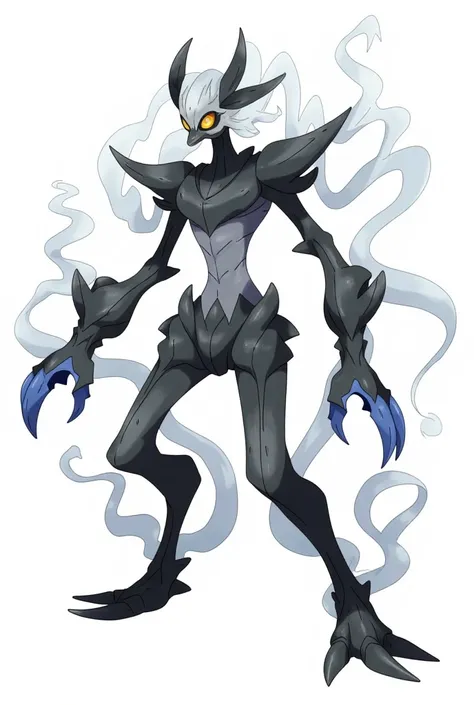 A majestic Ghost/Fighting type Pokemon called Phantomartial, ((stylized pokemon-like proportions))::1.5, tall ethereal figure with exaggerated limb proportions::1.3, distinctive non-human body shape like Gallade or Blaziken::1.2, flowing white bio-luminesc...