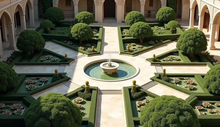 Gardens and Layout:

The Charbagh (four-part garden) design with fountains and pathways.

Images highlighting symmetry in the overall layout.