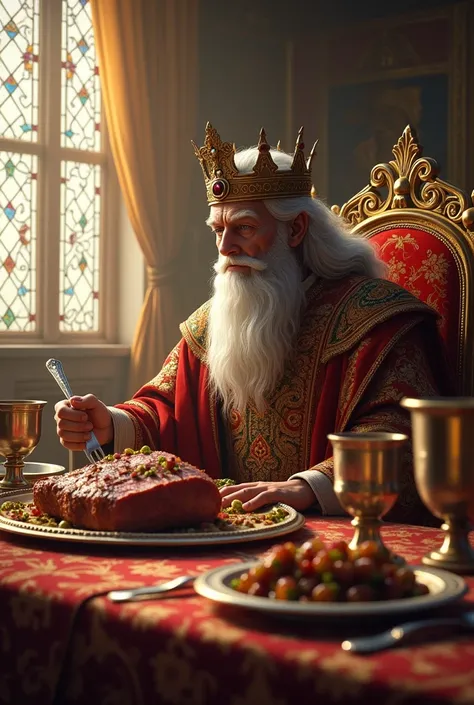 Fable king eating roast meat