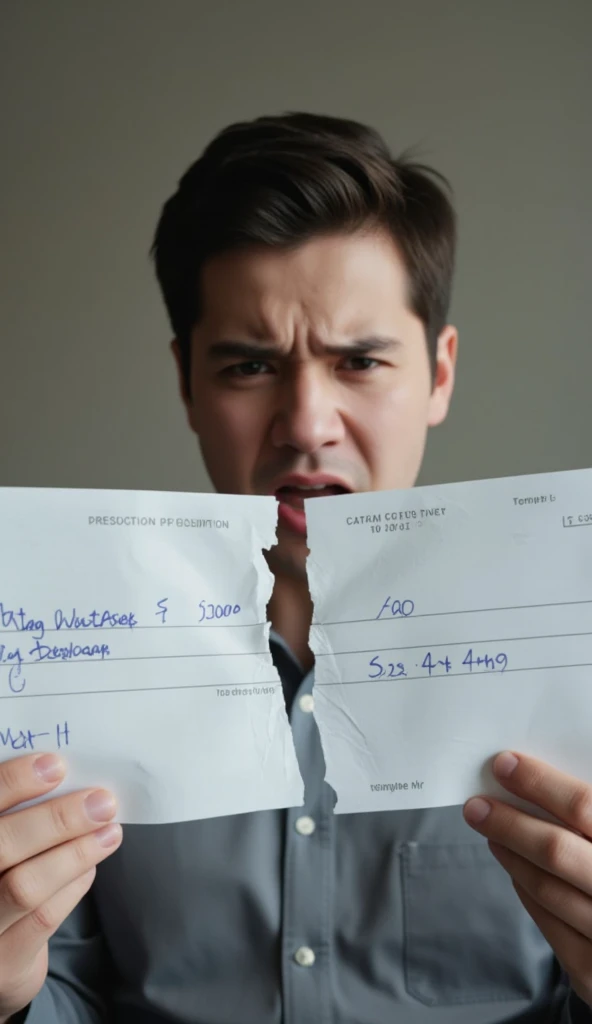   The scene shows a person smashing a paycheck in half in slow motion