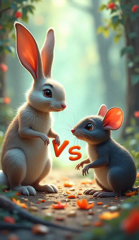 2 image in one ones side rabbit and one side rat and write vs on the centre