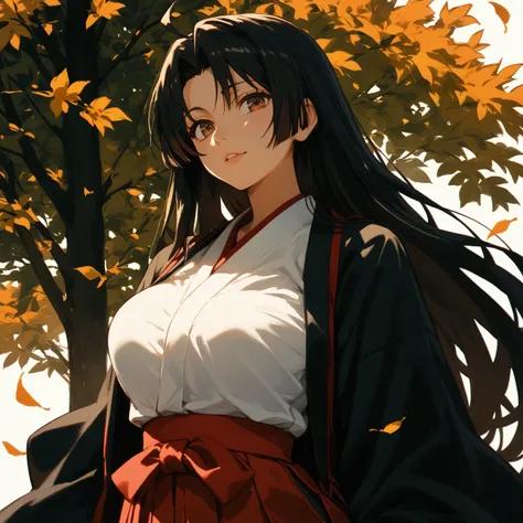 Kal Shekar ,  brown eyes,  black hair,  long hair,  Big Breasts,  Hadanugi Douza,  Long Sleeve , Red Hakama,