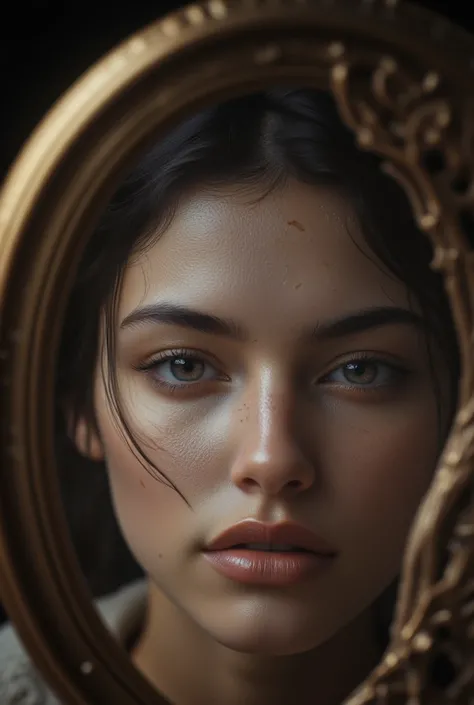 close-up portrait of a 30-year-old woman on a selfie