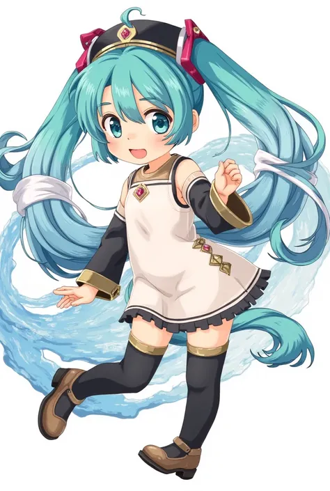 (masterpiece、 top quality、 top quality、 Official Art 、 beautiful and beautiful :1.2)、( One Girl :1.3) Hatsune Miku 、 Twin Tails , Beautiful breasts,   cute girl、Chibi character、 casual clothes 、Cute clothes、Can batch illustration、Cute Hats、 pose