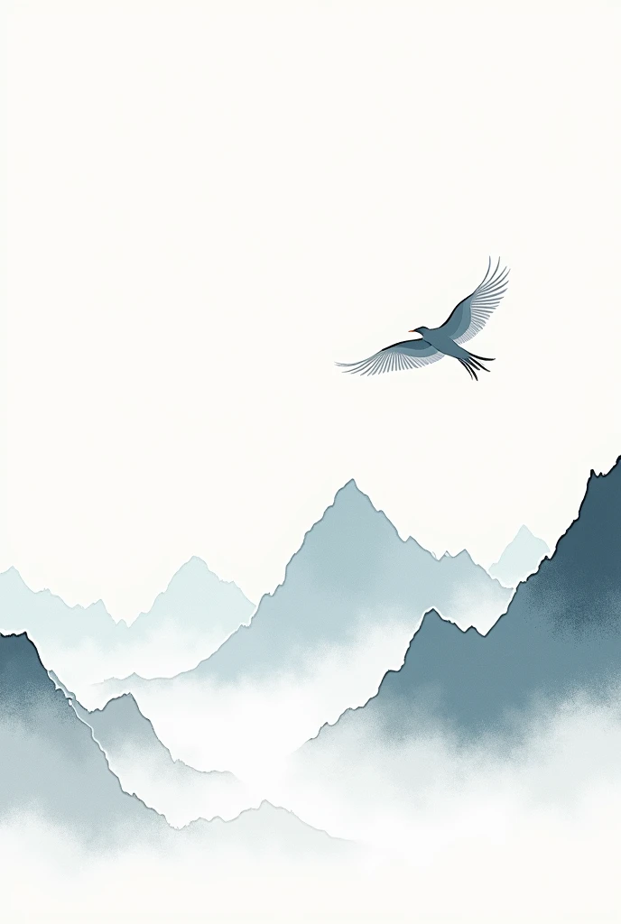 Scenery of Mount Taishan，bird， Line Art