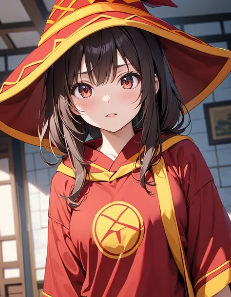 ( Japanese anime style ),  cute, (Megumin),  Cowboy Shot , masterpiece:1.5, masterpiece, highest quality, UHD, retina, masterpiece, accurate anatomy, super detailed, high quality, best quality, 8k