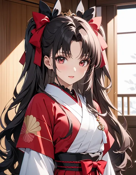 ( Japanese anime style ),  cute, (Tohsaka Rin),  Cowboy Shot , masterpiece:1.5, masterpiece, highest quality, UHD, retina, masterpiece, accurate anatomy, super detailed, high quality, best quality, 8k